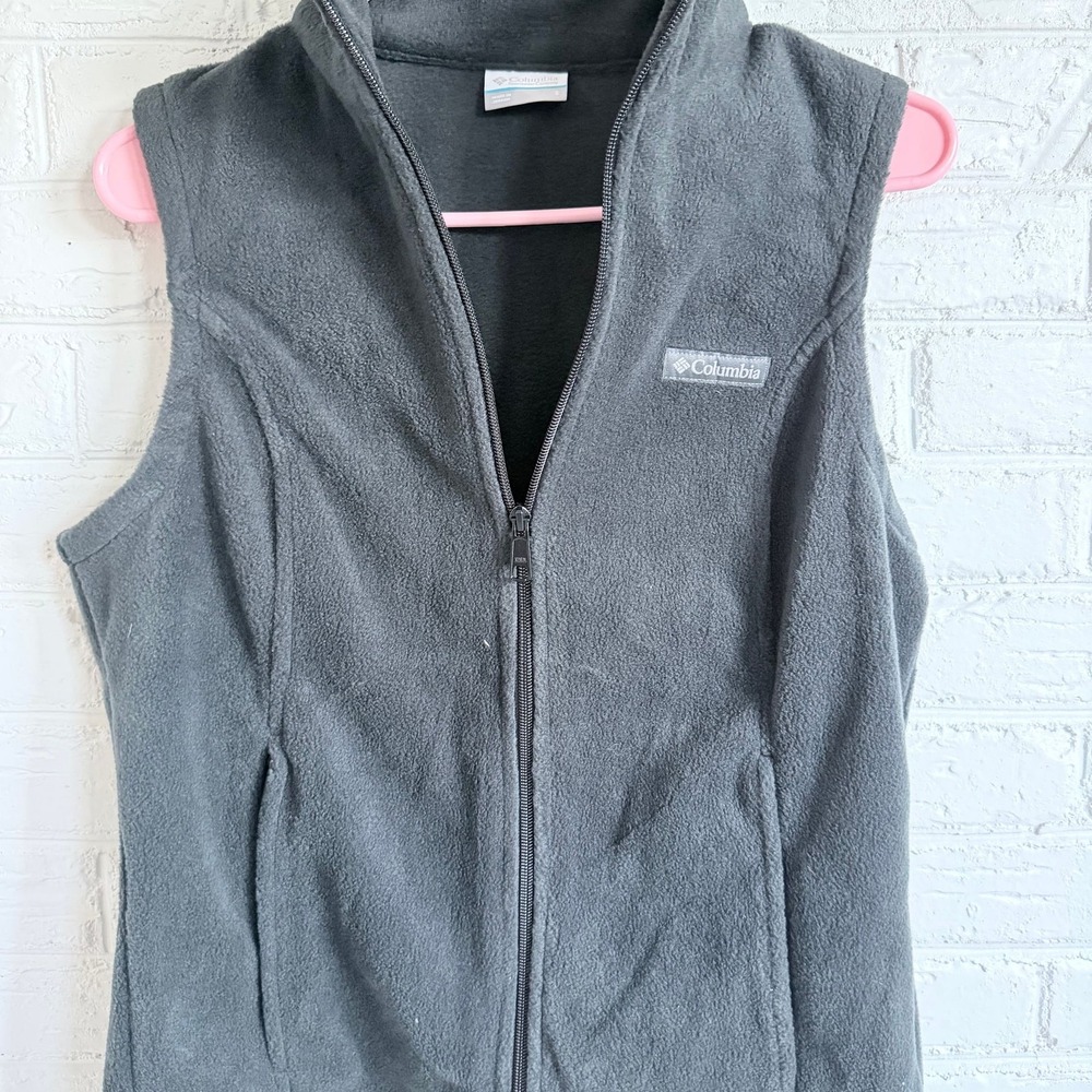 Columbia Fleece Vest Women's Size S‎ Charcoal Gray Full Zip Pockets